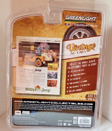 Greenlight Vintage Ad Cars Series 5 Green Machine 1945 Willys MB Jeep Chase Toy - Picture 4 of 5