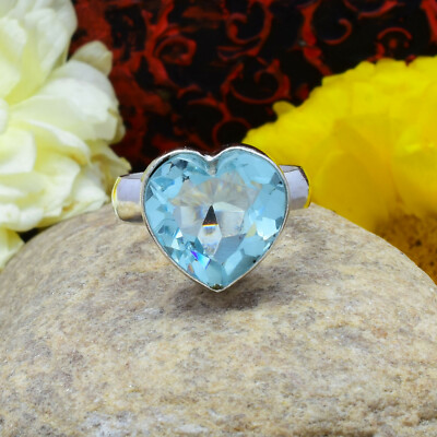 Magnificent Swiss Blue Topaz Gemstone 925 Sterling Silver Handmade Ring ...