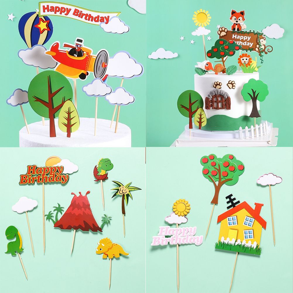 for Kids Tree House Sun Funny Animal Jungle Theme Happy Birthday Cake Topper  6927730460918 | eBay