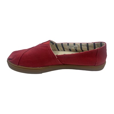 Toms Womens Alpargata Cupsole Slip On Shoes Red Canvas Round Toe US Size:10 