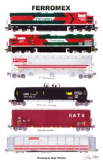 Póster Ferromex General Merchandise Train 11"x17" firmado por Andy Fletcher