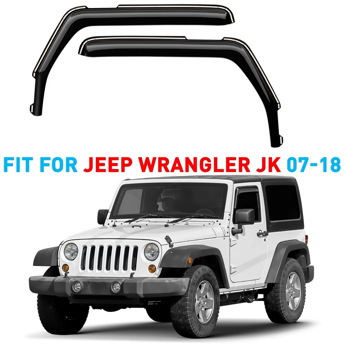 Für Jeep Wrangler 2007-2016 2 Tür Nur 2pc Regen Schutz Wind Deflector