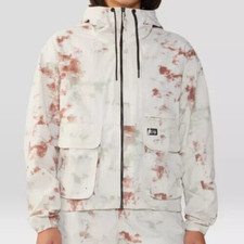 NEW Mountain Hardwear Stryder Tan Full Zip Hooded Windbreaker Jacket Women's M