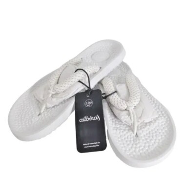 Allbirds Sugar Zeffer Flip Flops Sandals Blizzard White Size Men's