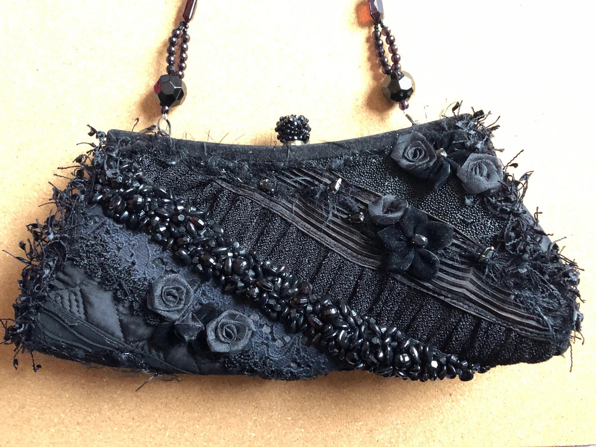 Mary Frances black beaded purse bag elegant classic special occasion