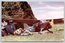 Stinson Sentinel Flying Jeep USA Military Aircraft Plane, Soldiers, Postcard