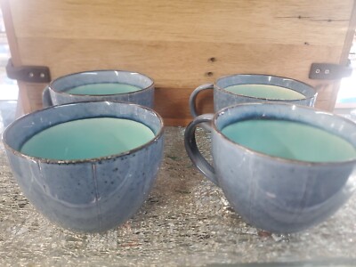 Gibson Everyday China blue oversized coffee mug- Set of