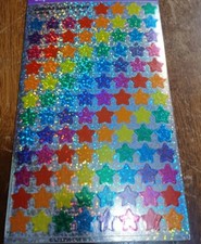 Trend Stickers Sheet Glitter Stars Full Sheet Rainbow Color