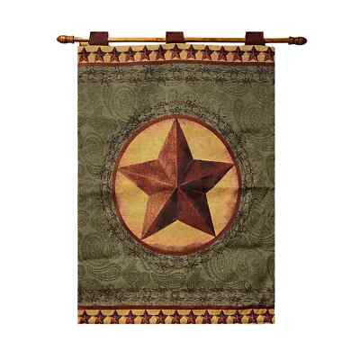 Texas Star Tapestry Wall Hanging with Wood Rod Southwestern 26x36'' NWT 