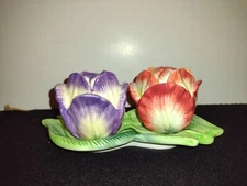Fritz And Floyd Cabbage Rose Salt And Pepper Shakers
