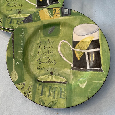 set/3 Sakura Oneida Naylor Faulkner BISTRO 8 1/4'' round Salad Plates; tea green