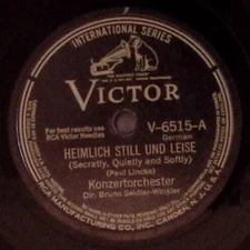 KONZERTORCHESTER HEIMLICH STILL UND LEISE/LINZER TORTE  78 RPM RECORD 108-78