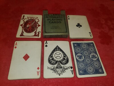 VINTAGE PLAYING CARD DECK DELANDS AUTOMATIC PLAYING CARD DECK