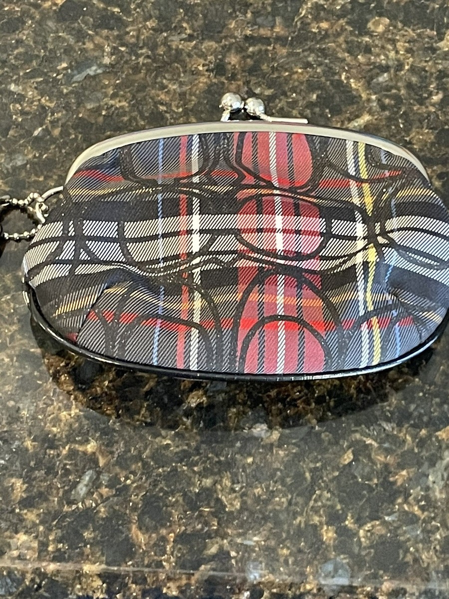 COACH Black Tartan with Bow Kisslock Coin Purse NWOT | eBay