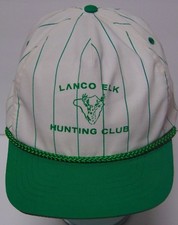 Vtg 1990s Lanco Elk Hunting Club Hillsgrove Pennsylvania Snapback Hat Pinstripes