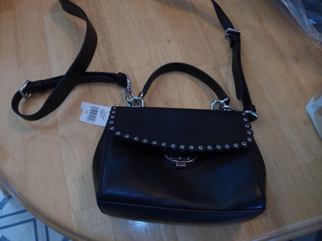 michael kors black leather crossbody purse