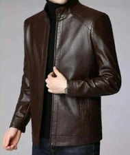 New Men Designer Genuine Lambskin Soft Biker Leather Jacket