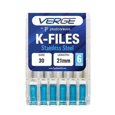 VERGE 21mm Endo K Files, Stainless Steel, #30 Blue, 6/Pk