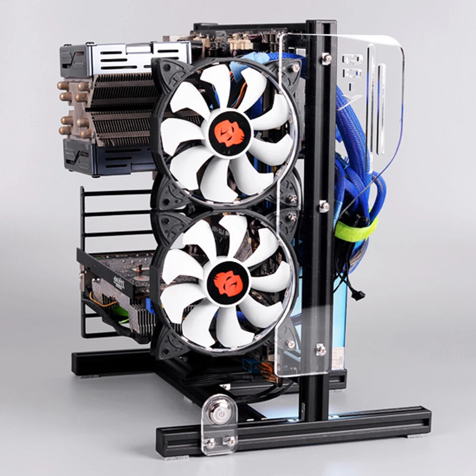 Telaio banco prova verticale completo dissipazione calore nudo ITX ATX MATX scheda madre US - Immagine 2 di 4