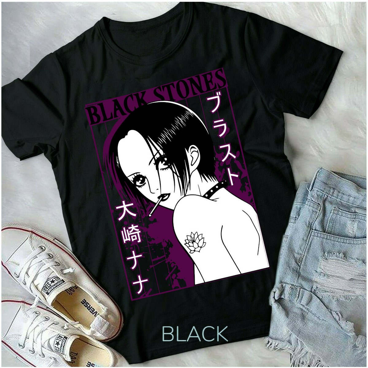 Nana Shin,black stones brown and black anime Japan graphic