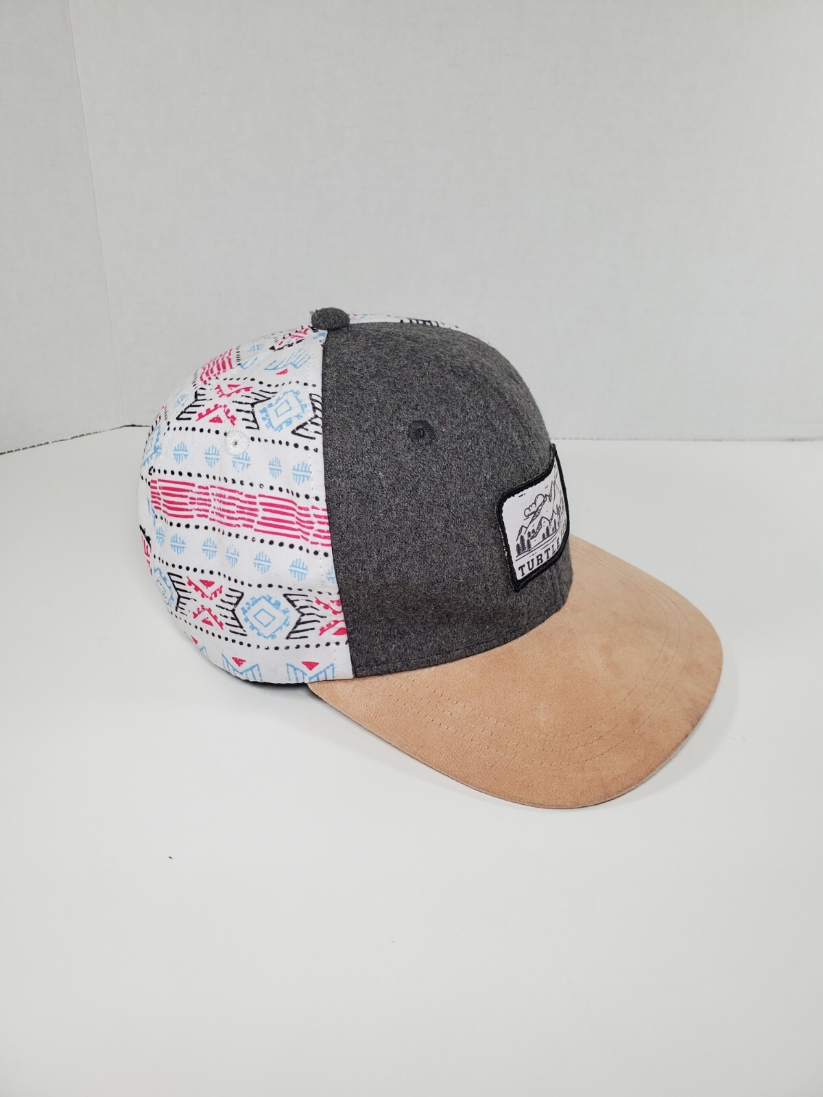 Turtle Fur Snapback Hat Mountain Logo Patch Gray/… - image 2