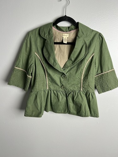 Anthropologie Elevenses Green Blazer Jacket- 10