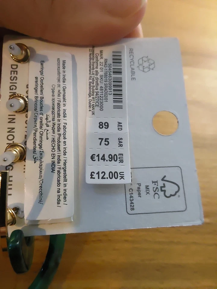 Juego de dos aro de resina de sauce y metal Accessorize, nuevo con etiquetas Foto 3 de 3