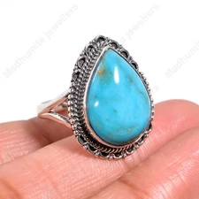 Natural Kingman Turquoise 925 Sterling Silver Ring Statement Ring Jewelry