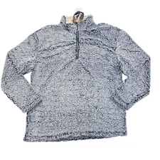 Climate Concepts Mens Size L 1/4 Zip Fluffy Fleece Navy/Charcoal