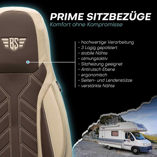 Coprisedili camper Pilot adatti per Dethleffs Trendline II 650 beige-marrone - Foto 3 di 12