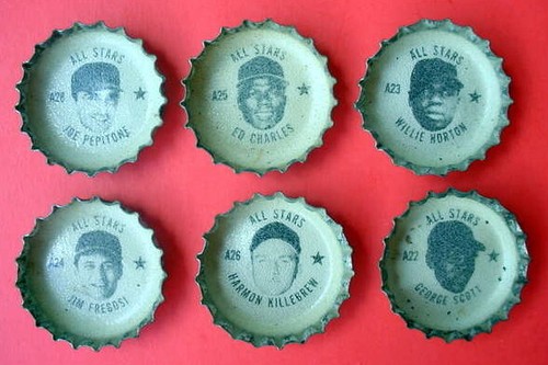 6 VINTAGE 1960s Scott Fregosi Killebrew Pepitone COKE COCA COLA CAPS ALL STARS
