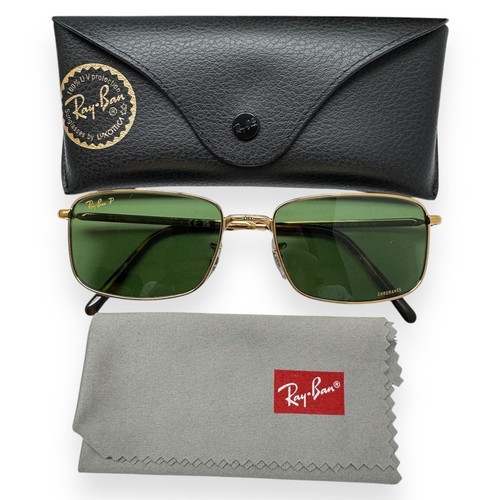 Ray-Ban Sunglasses RB 3717 9196/P1 Gold / Green Polarized Chromance 57mm w/case