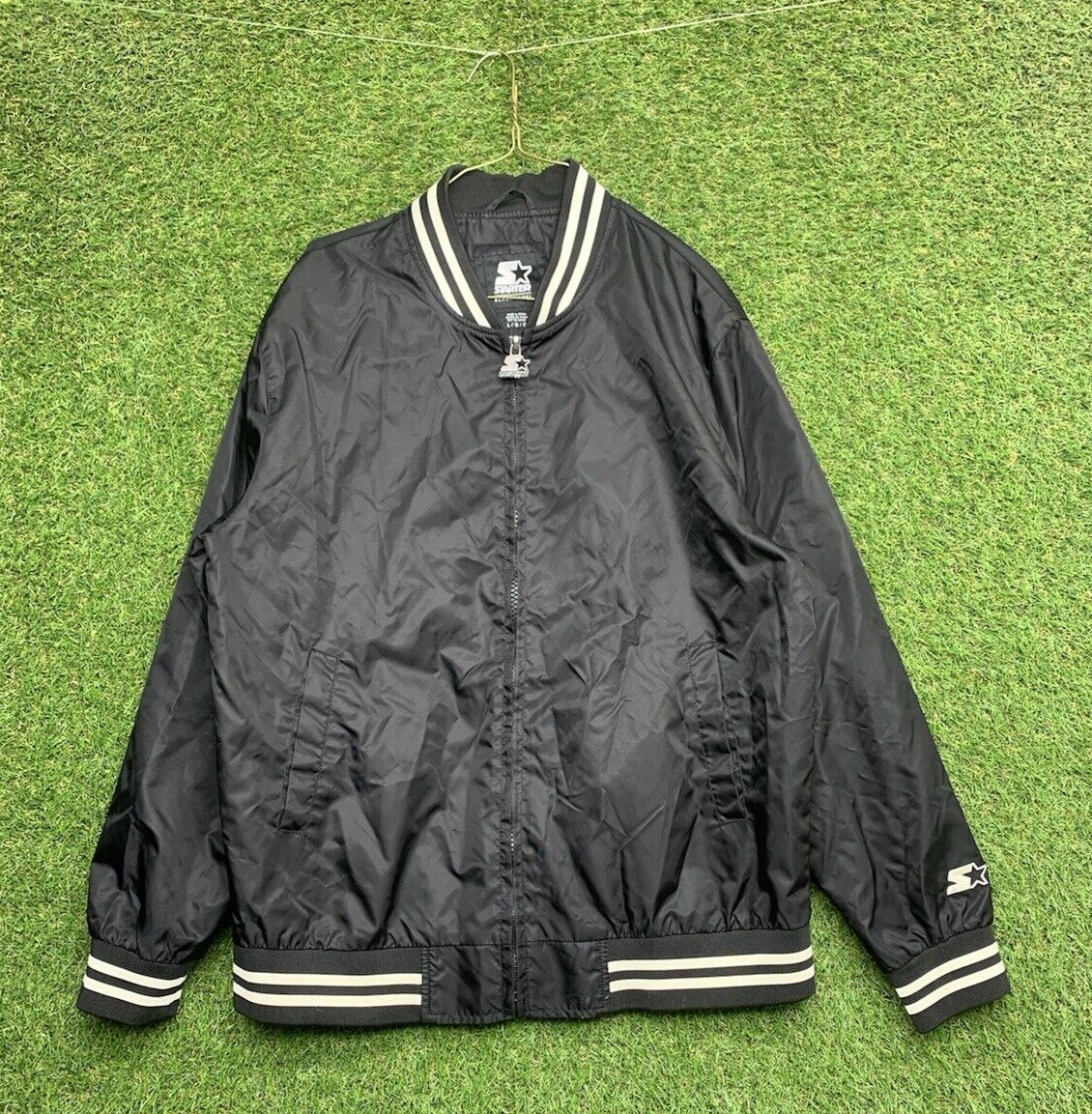 Starter Satin Varsity Jacket Mens Large Enzo Striped Black Label