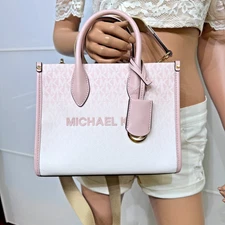 Michael Kors Mirella SM Shopper Zip Tote Crossbody Bag Powder Blush