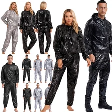 Womens Men Heavy Duty Weight Loss Sauna Suit Gym Fitness Workout Sweat Suits