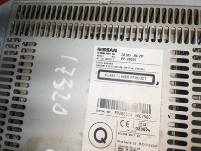 28185JH120 audio system NISSAN X-TRAIL T31 LE 338223
