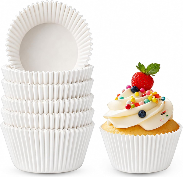 100 StüCk MuffinföRmchen Papier, WeißE Cupcake FöRmchen-image