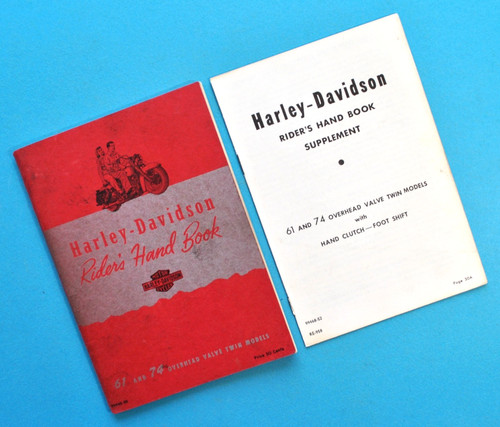 1949 - 1954 Harley Davidson Riders Hand Book E EL F FL 61 & 74 Owners Manual