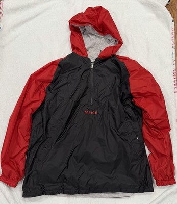 Nike Vintage Reversible Windbreaker Hoodie Size Large - Red/Black/Grey Swoosh