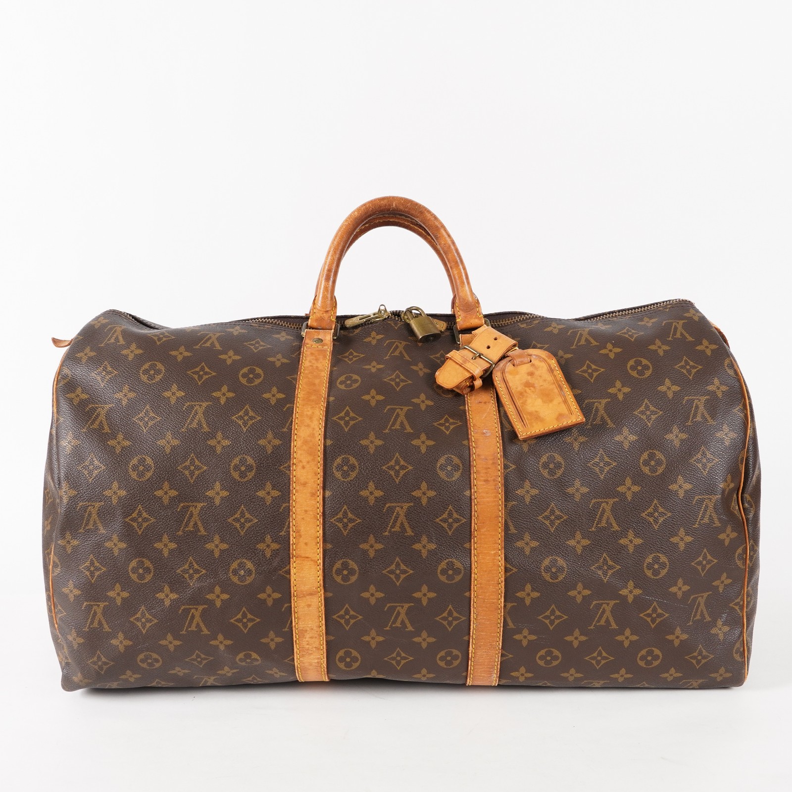 Authentic Louis Vuitton Monogram Keepall 55 Travel Bag M41424 USED 02A214004011