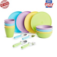 Toddler Dining Set 16 Pcs Mealtime Independence Utensils Flatware Durable Daily