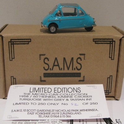 S.A.M.S SAMS Models 1:43 MCC3 Ltd Ed 1959 Turquoise Heinkel Kabine Cruiser