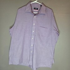 Chaps Button Down Shirt Mens Large 17-17.5 34/35 Burgandy Checkered Long Sleeve