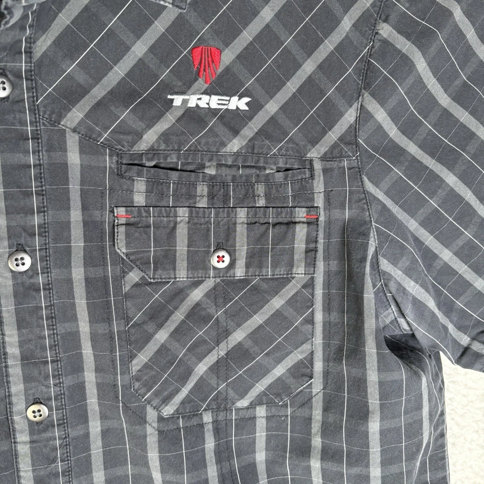 Camisa Bontrager Trek Para Hombre Grande Gris Paseo Marítimo Abotonada Manga Corta Ciclismo Foto 3 de 4