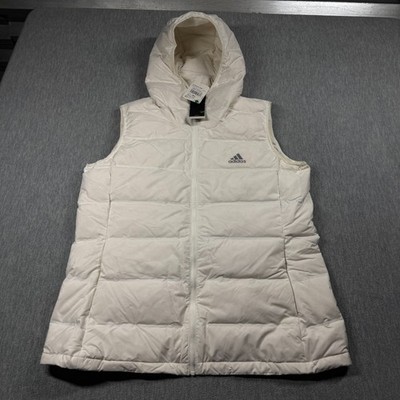Adidas Helionic Vest Women XL White Hooded Down Quilted Puffer Winter Jacket NWT