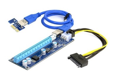 1 Stück PCI-E PCIe Express Riser Karte Adapter x1 x16 USB 3.0 Mining GRBRAUCHT