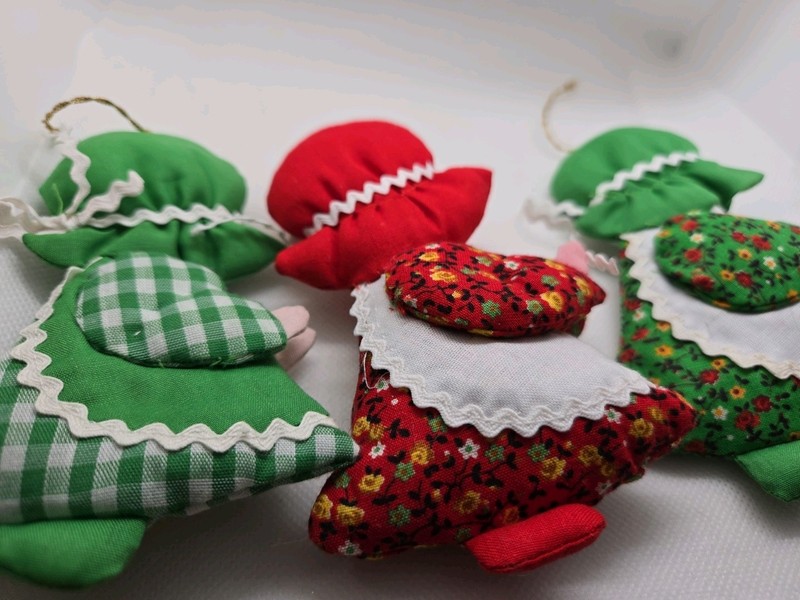 Christmas Tree Ornaments Vintage 3-Handmade 5"
