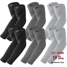 UV Sun Protection Arm Sleeves - UPF 50 - Sports - Black Dark Gray - Light Gray