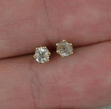 18ct Gold and Old Cut Diamond Stud Solitaire Earrings