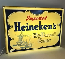 Vintage Heineken Imported Holland Beer Electric Lighted Bar Hanging Sign 20x15”